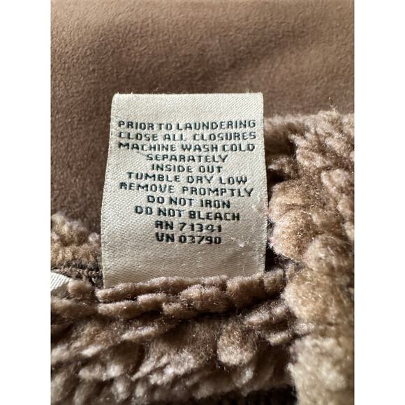 LL Bean Womens Faux Suede Sherpa Jacket Barn Chore Coat Brown Rancher Button - Picture 5 of 10